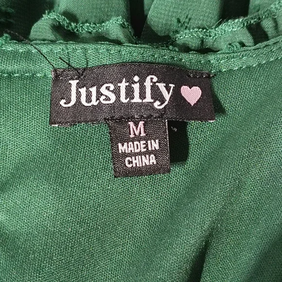 Justify Green Swiss Dot Ruffled Dress Size Medium Fairycore - Picture 8 of 9